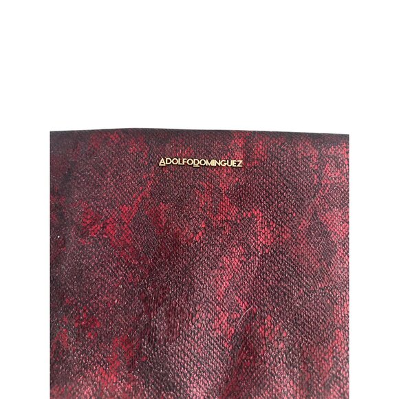 ADOLFO DOMINGUEZ Red Black Snake Print Envelope Clutch Handbag - Picture 9 of 9